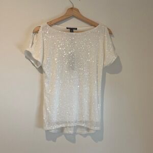 NWT Cable & Gauge Sequin Knit Short Sleeve Top, Round Neckline, Size XS